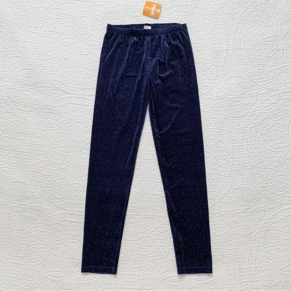 Gymboree Girls' Sparkle Velour Leggings, Navy / Silver (L, 10-12)‎